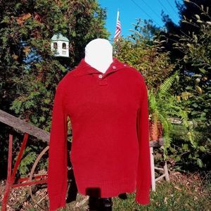 Merona sweater snap front mock neck Small long sleeve 100% cotton red rib knit